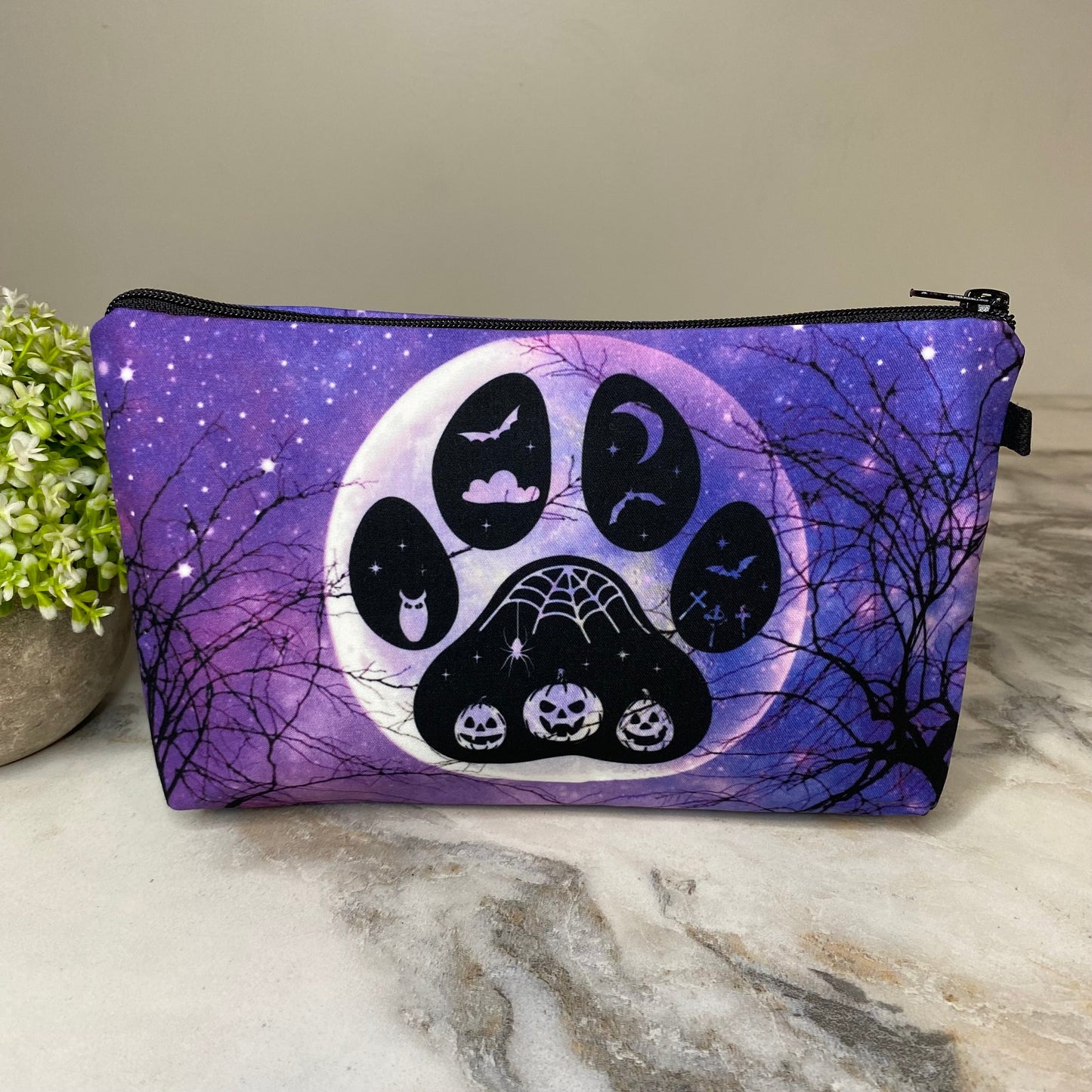 Pouch - Halloween - Dog Cat Paw Print Spooky Woods