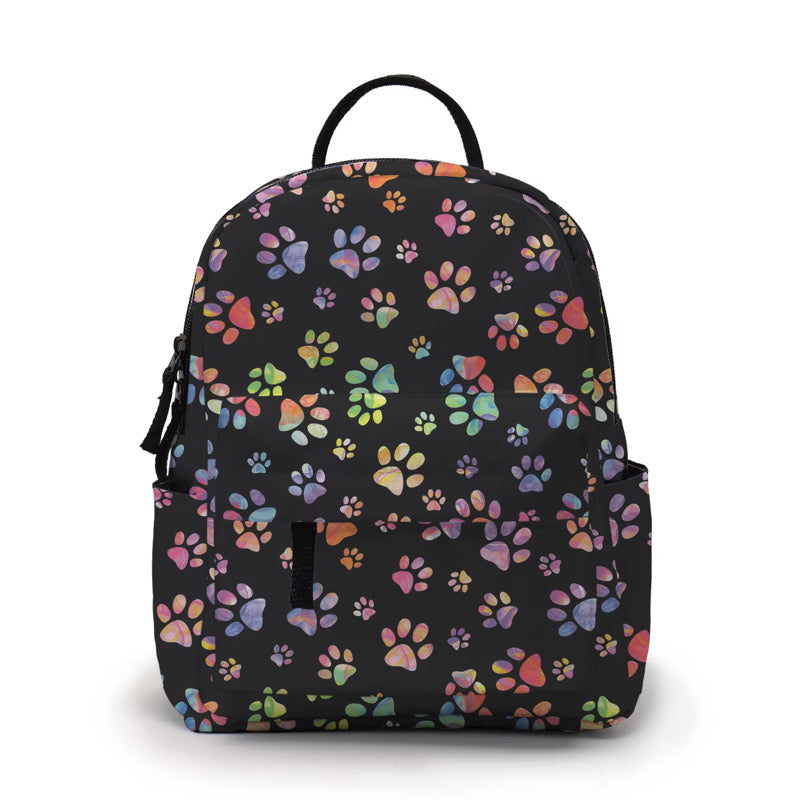 Mini Backpack - Black Rainbow Paw