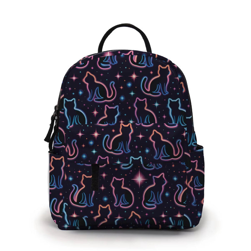 Mini Backpack - Cat Neon Outline