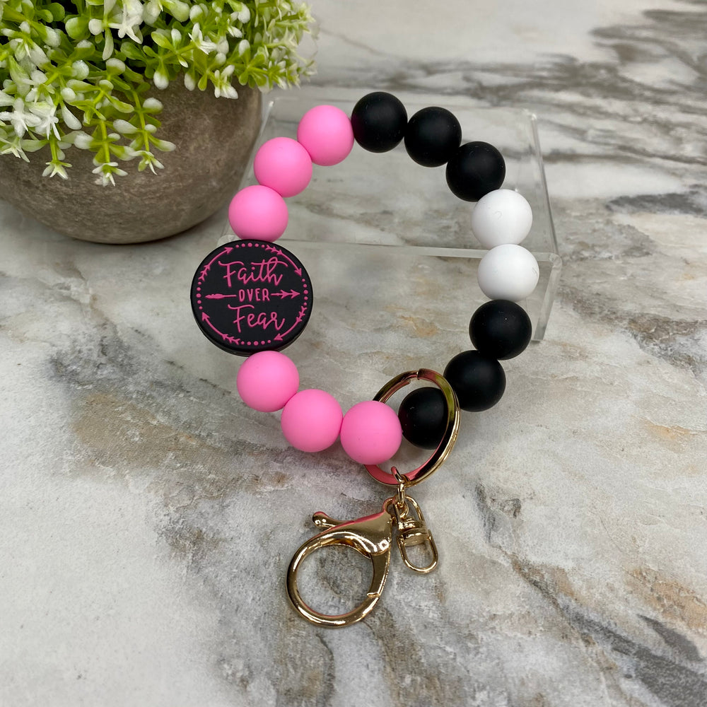Faith over Fear Beaded Keychain