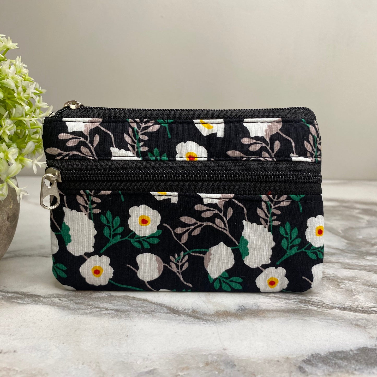 Mini Double Zip Pouch - Floral Designs