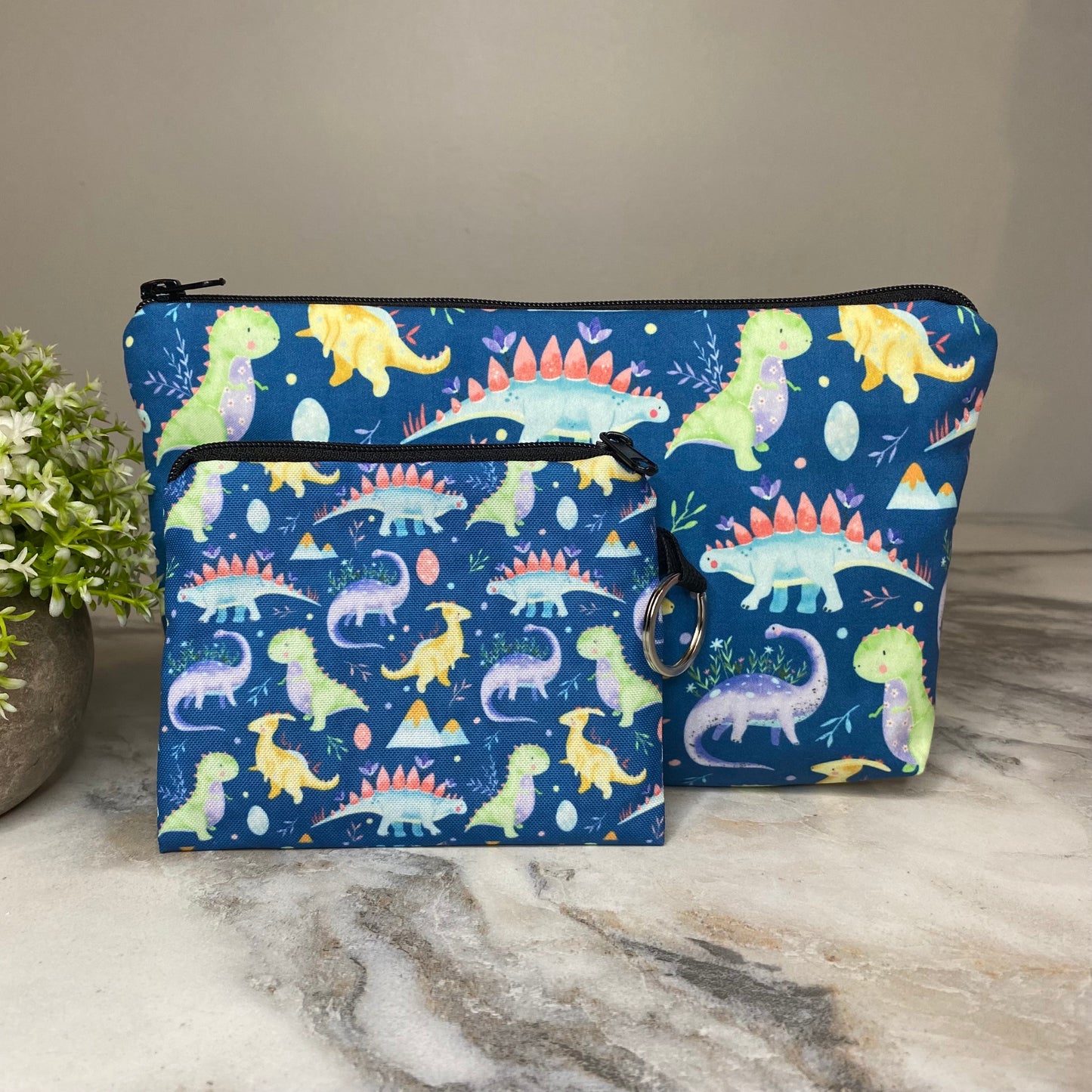Pouch & Mini Pouch Bundled Set - Blue Dino