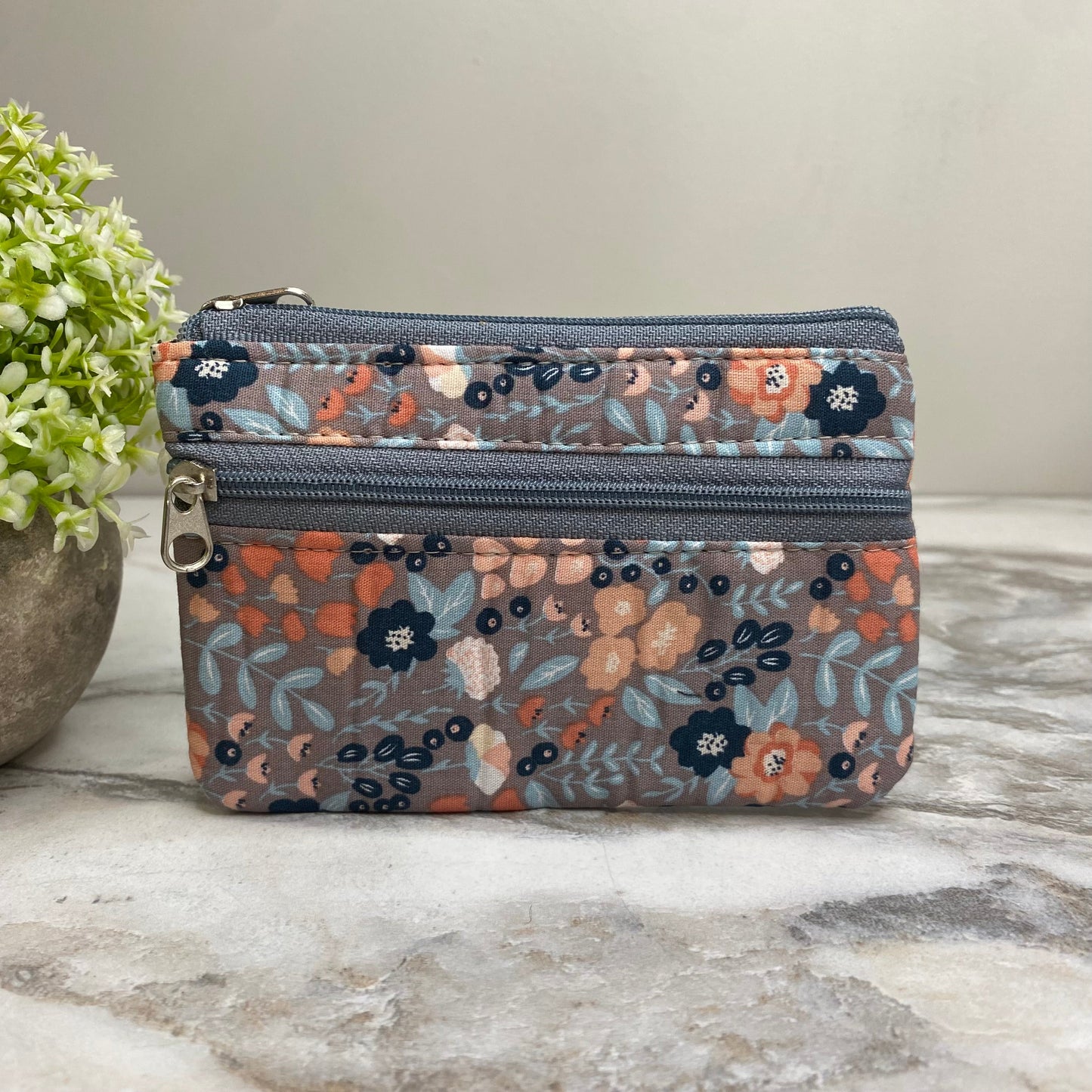 Mini Double Zip Pouch - Floral Designs
