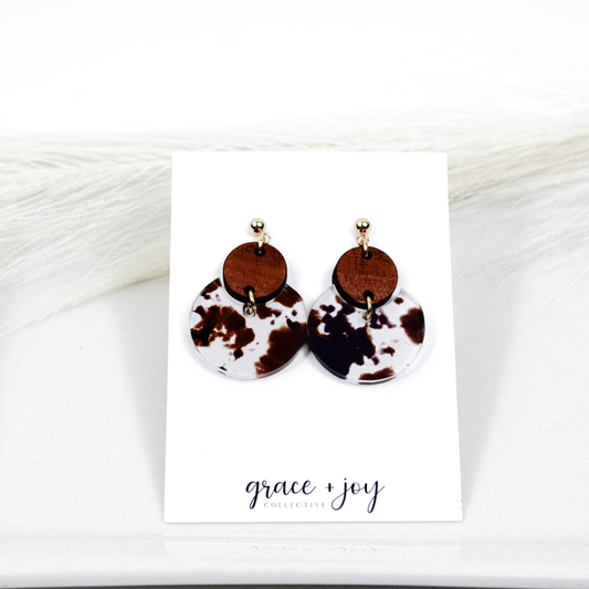 Cow Print Dangle Earrings, Acrylic Earrings