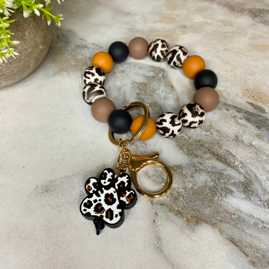 Silicone Bracelet Keychain - Dog Paw Animal Print #2