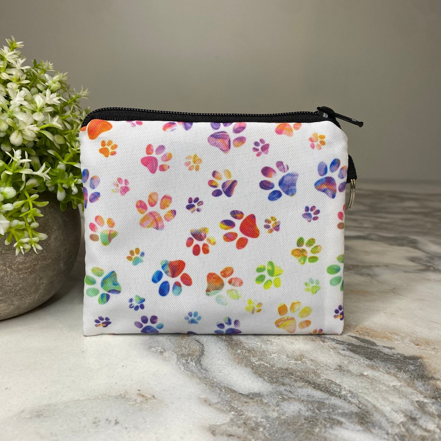 Mini Pouch - White Rainbow Paw