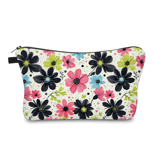 Pouch - Floral Pink Blue Lime Black
