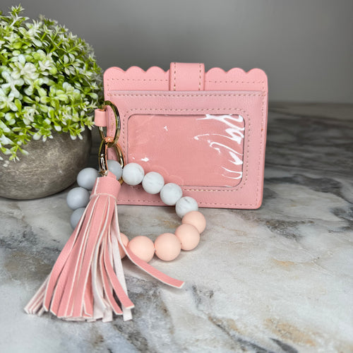 Peach Card Wallet Keychain