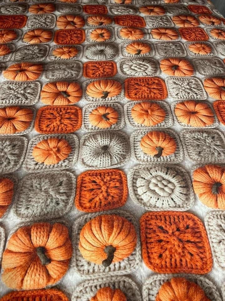 Blanket - Halloween - Knit Pumpkins - PREORDER