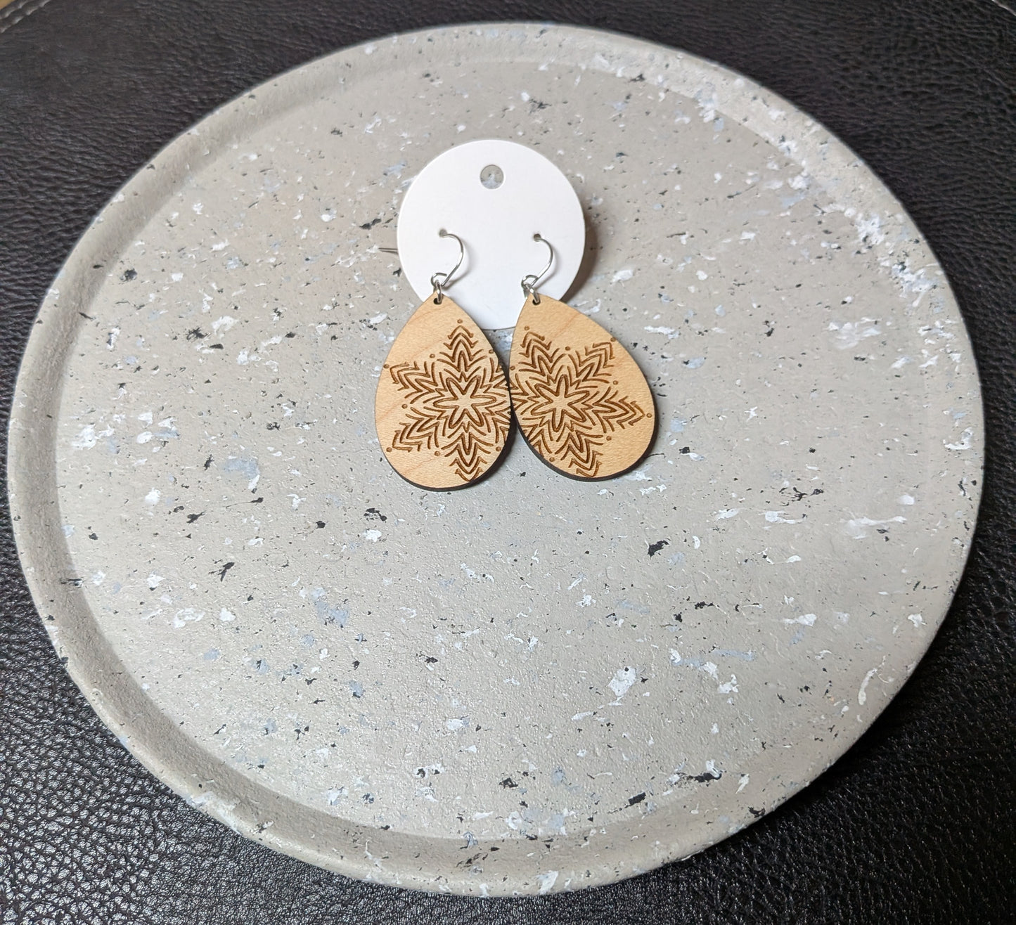 Wooden Snowflake Earrings