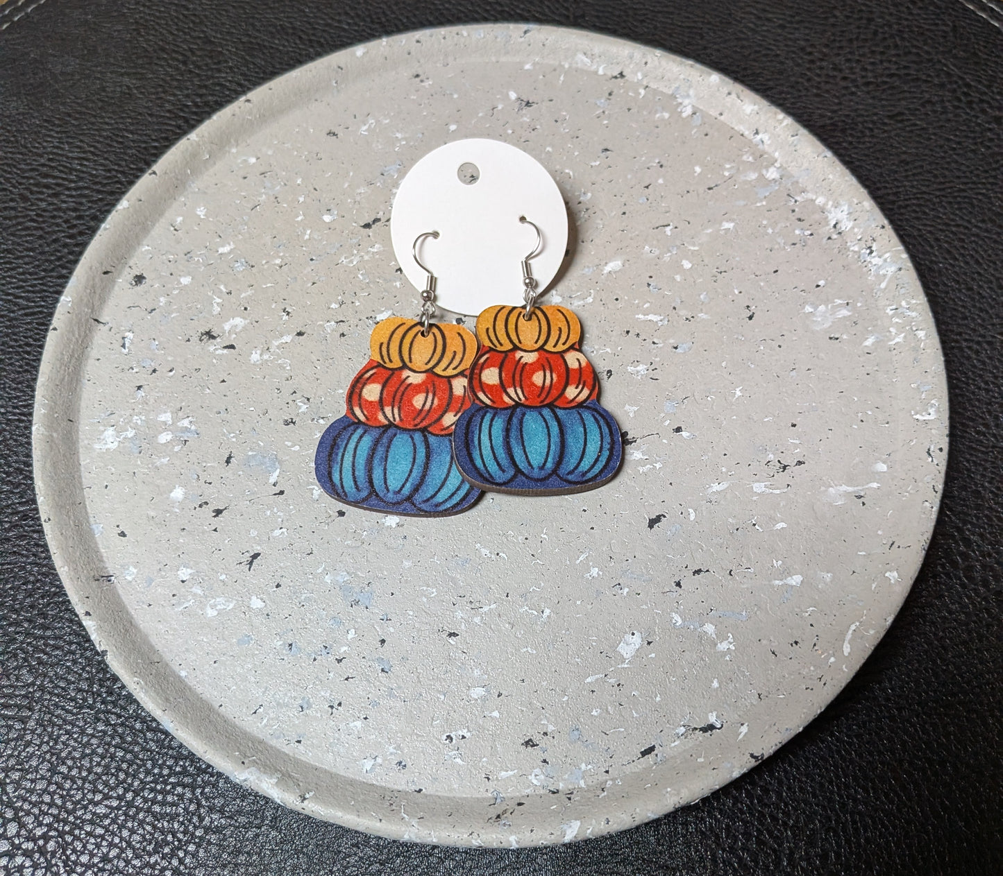 Wooden Pumpkin Earrings