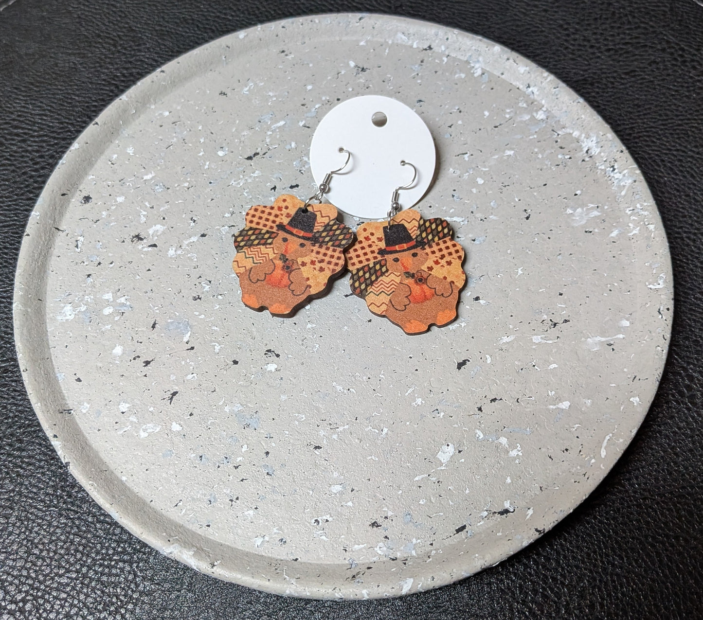 Wooden Turkey Earrings