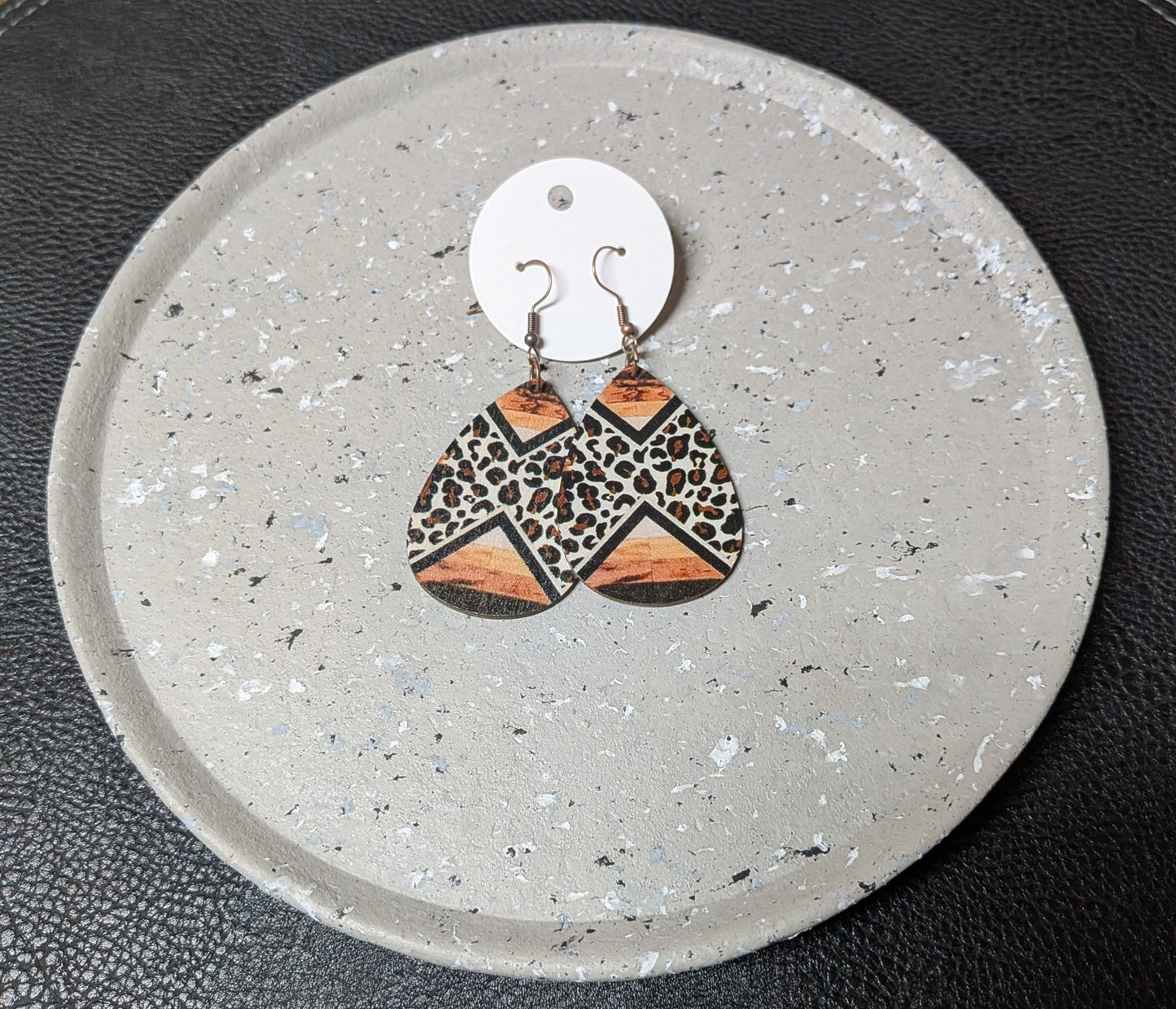 Wooden Cheetah Earrings