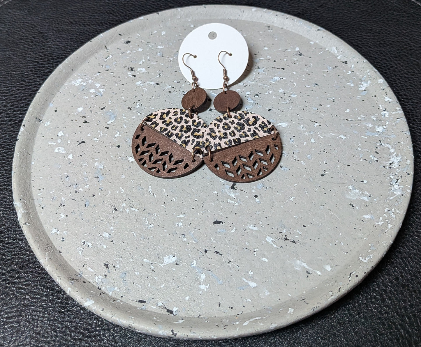 Wooden Cheetah Earrings
