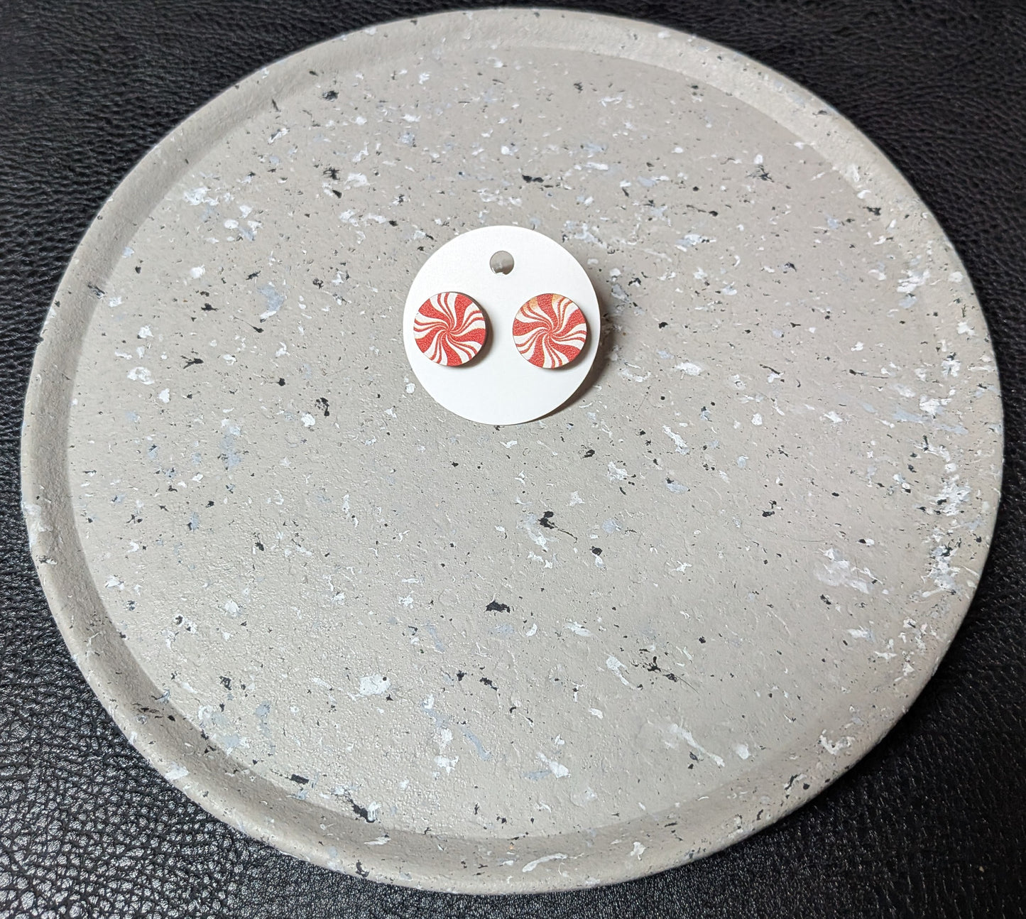 Peppermint Candy Wooden Earrings