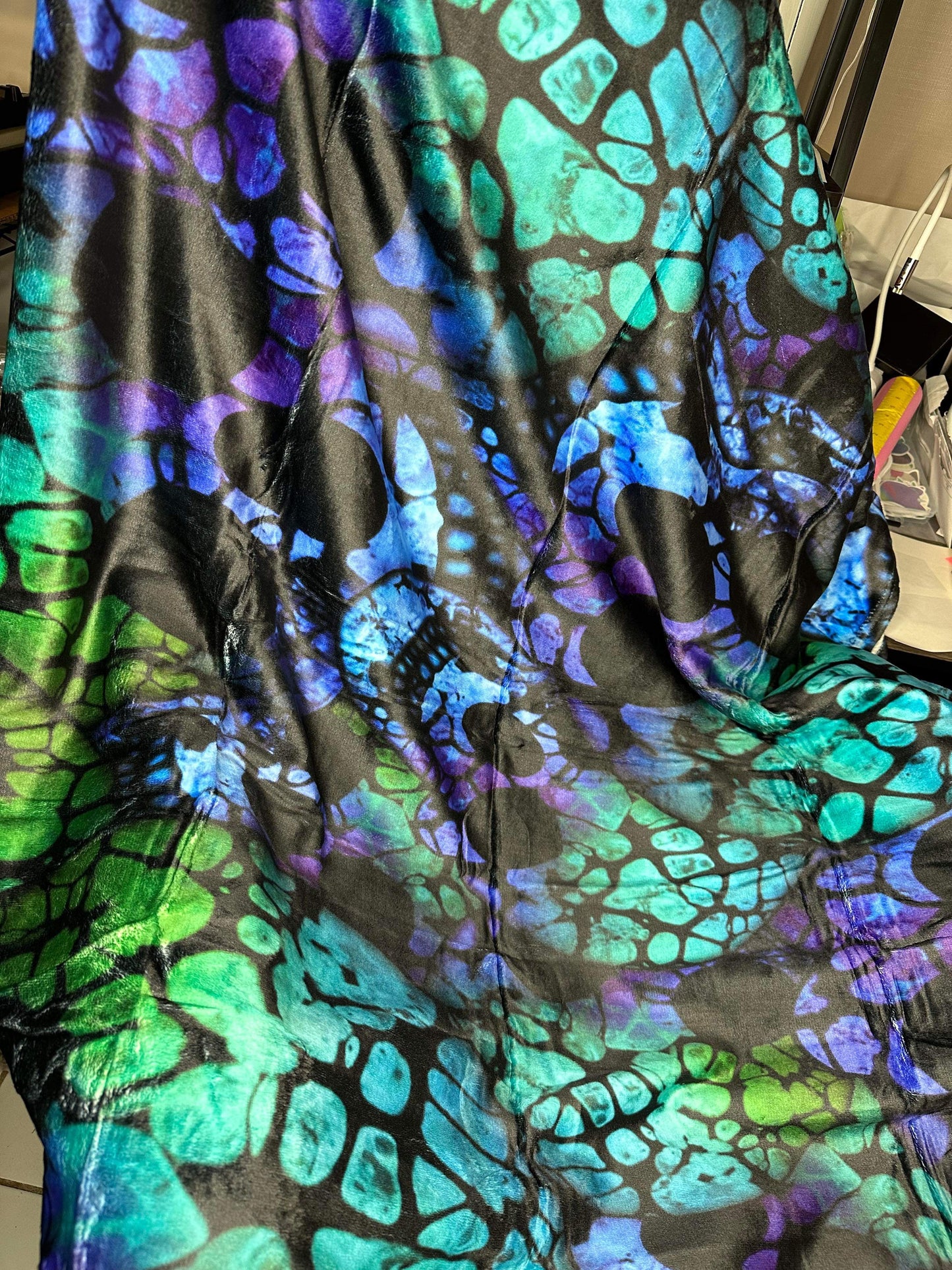 Blanket - Halloween - Blue Green Skulls - PREORDER