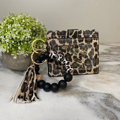 Leopard Print Keychain Card Wallet