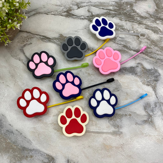 Silicone Straw Toppers Tumbler - Paw