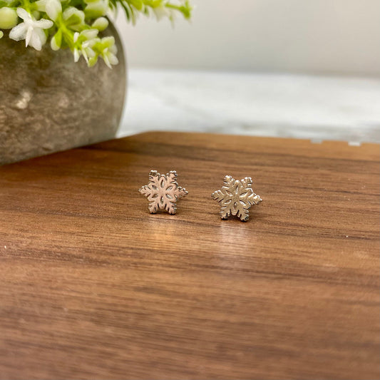 Snowflake Metal Stud Earrings