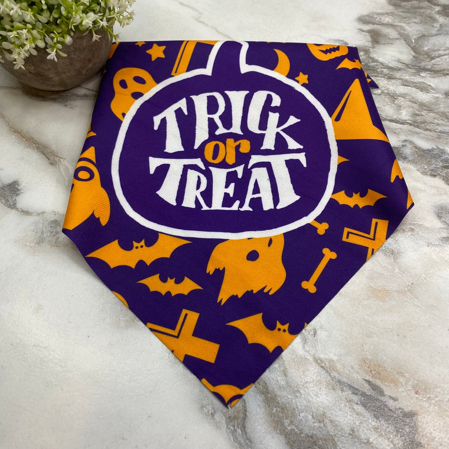 Dog Bandana - Halloween - Trick or Treat Purple Orange