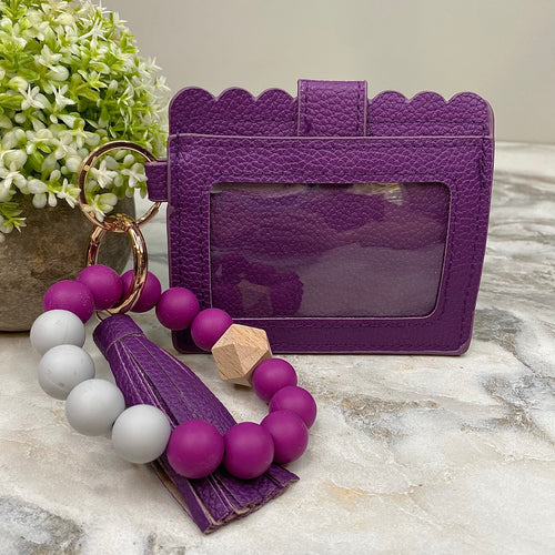 Purple Card Wallet Keychain
