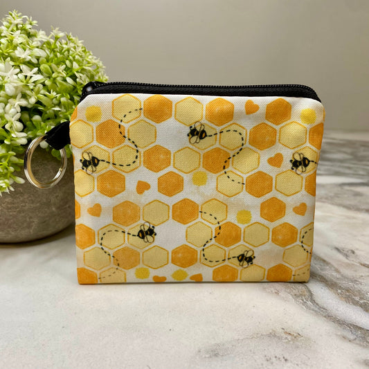 Mini Pouch - Honeycomb Bee Hearts