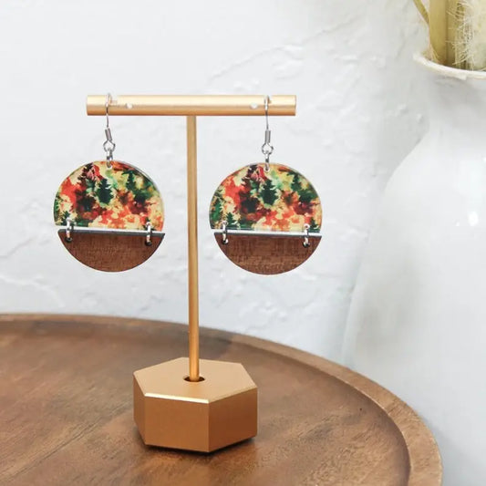 Fall Watercolor Dangle Earrings, Acrylic Earrings