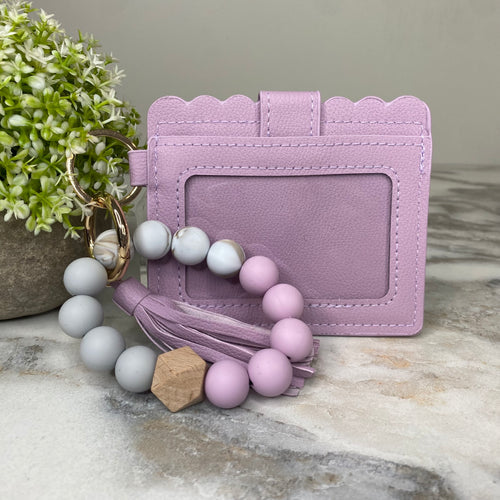 Light Purple Card Wallet Keychain