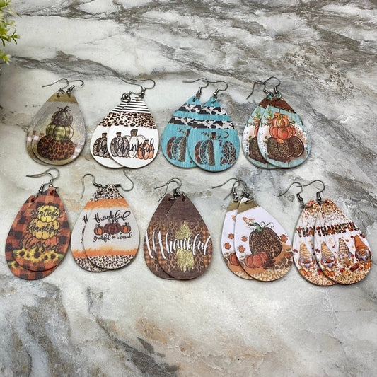 Faux Leather Earrings - Fall Thankful Mix