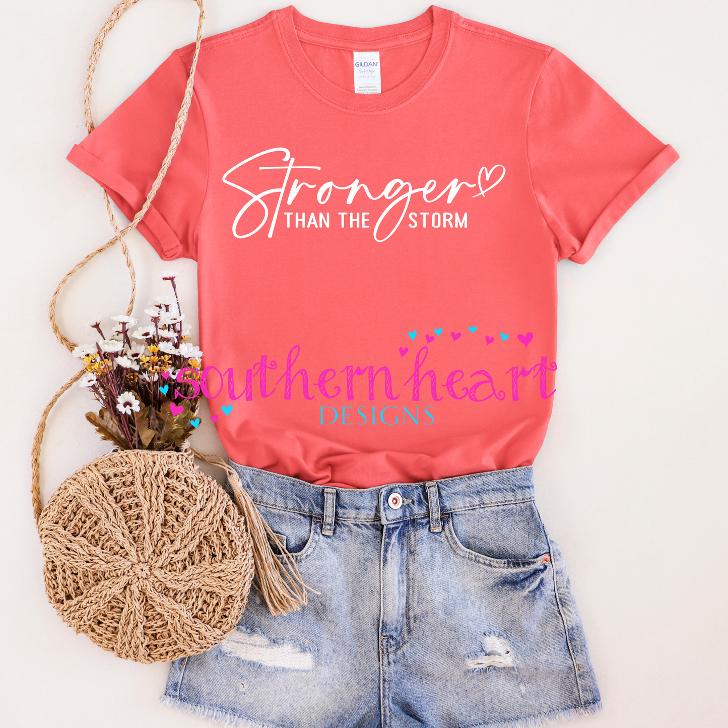 Stronger Than the Storm T Shirt: Gildan / 2x