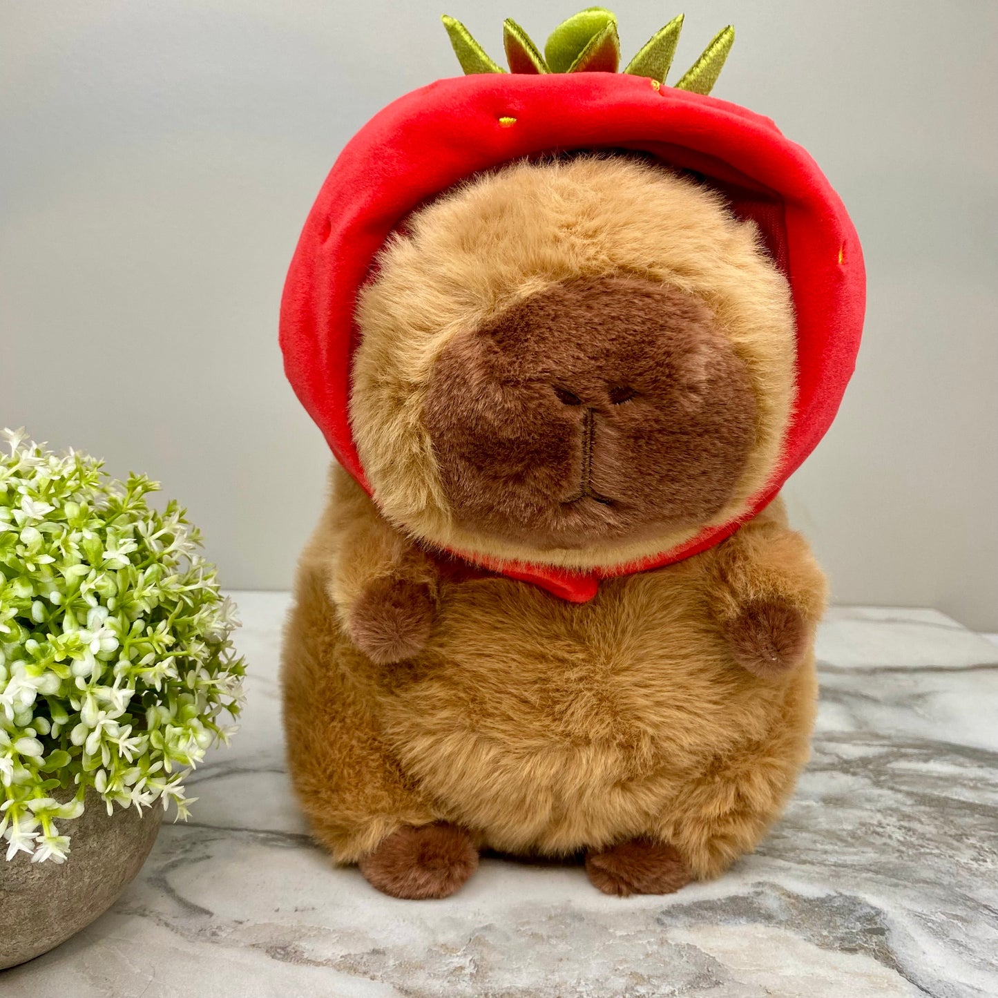 Plush Capybara Strawberry Toy