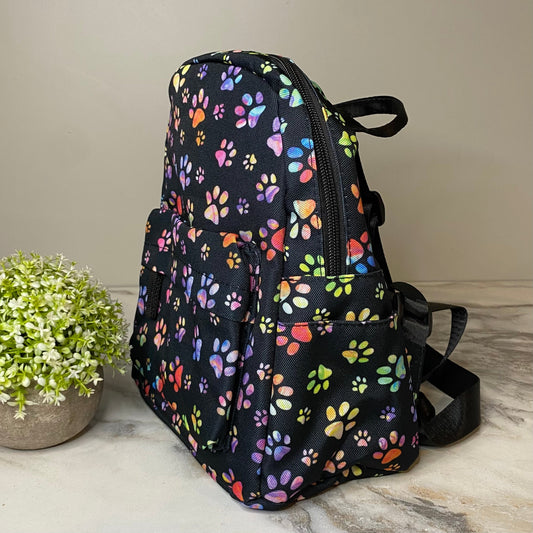 Mini Backpack - Black Rainbow Paw