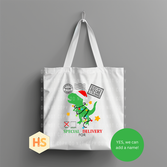 Tote Bag - Christmas Dino Custom - PREORDER 7/8-7/11