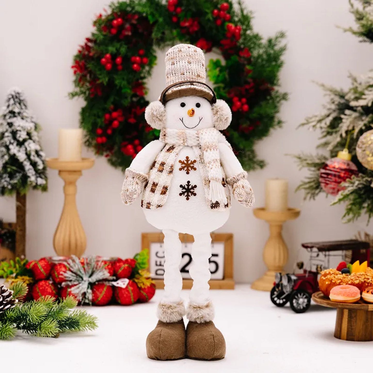 Telescopic Standing Christmas Decor - Tan & Grey