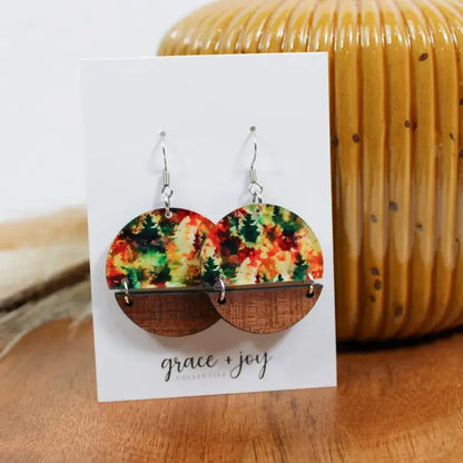 Fall Watercolor Dangle Earrings, Acrylic Earrings