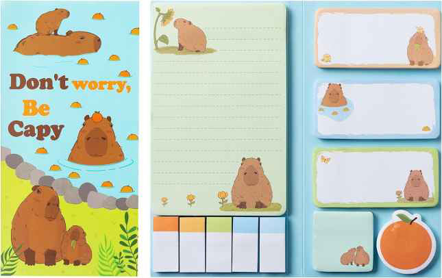 Sticky Note Booklet Set - Don't Worry Be Capy (#1) - PREORDER 6/21-6/24