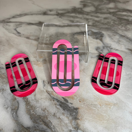 Jumbo Paperclip - Hot Pink Crayon - PREORDER