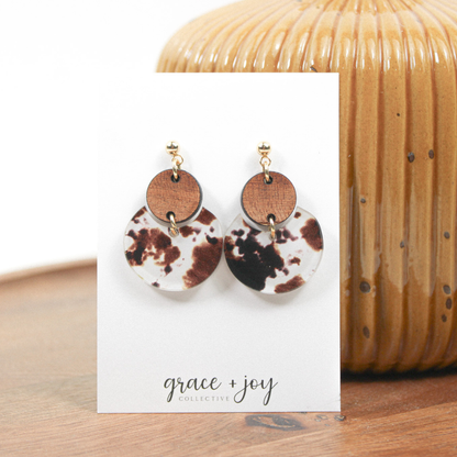 Cow Print Dangle Earrings, Acrylic Earrings