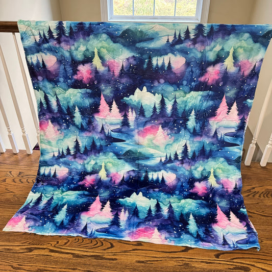 Blanket - Mint Rainbow Trees - PREORDER