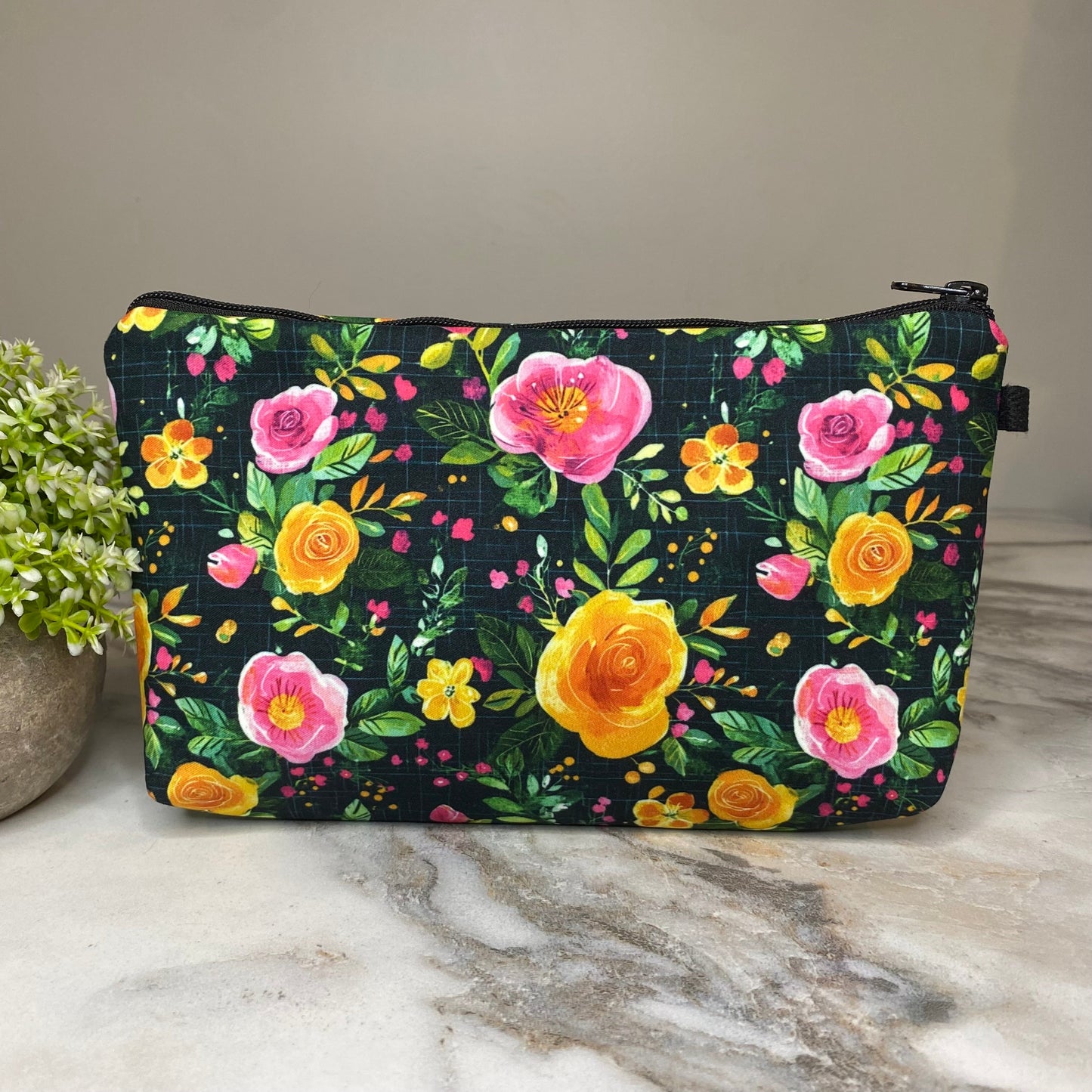 Pouch - Floral Yellow Pink