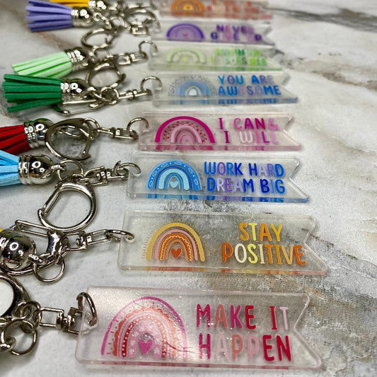 Keychains - Clear Acrylic Positivity Mix