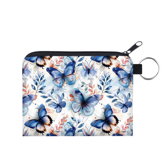 Mini Pouch - Butterfly Blue Leaves