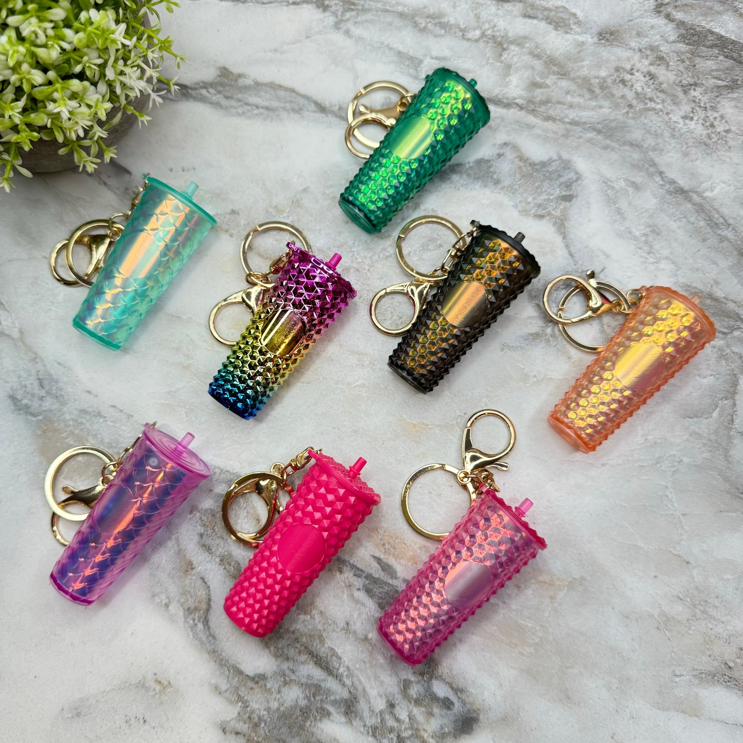 Keychain - Studded Tumbler - Rainbow