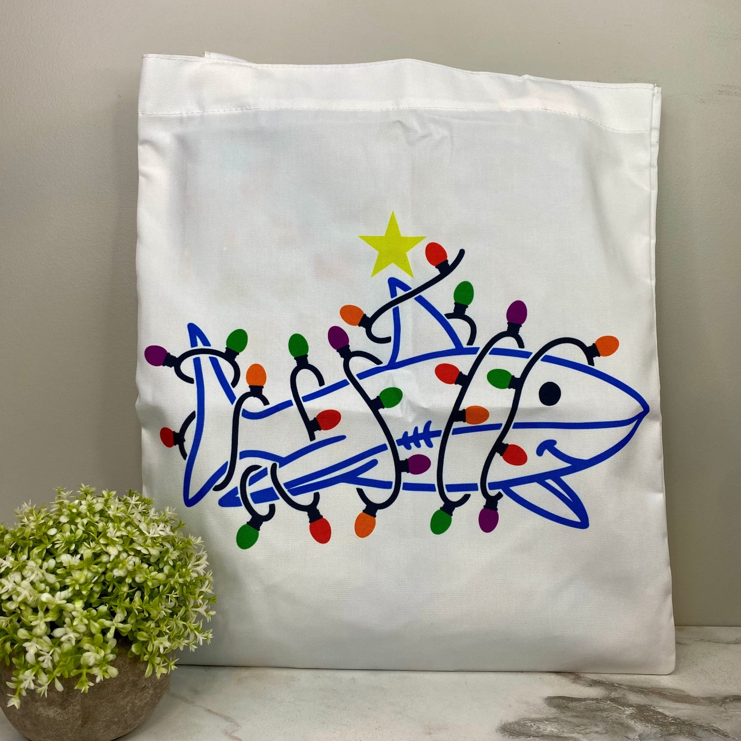 Tote Bag - Christmas - #49 - Shark Lights