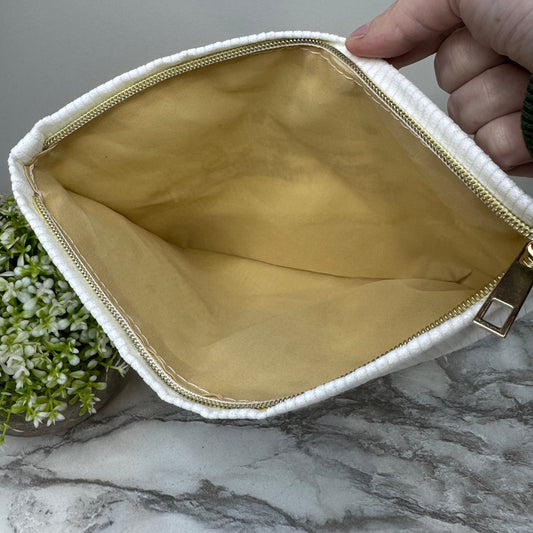 Corduroy Zip Pouch - Christmas Gnomes on Ivory