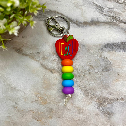 Keychain - Silicone Bead - Teach, Red