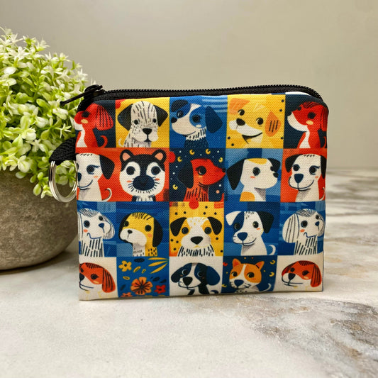 Mini Pouch - Dog Squares