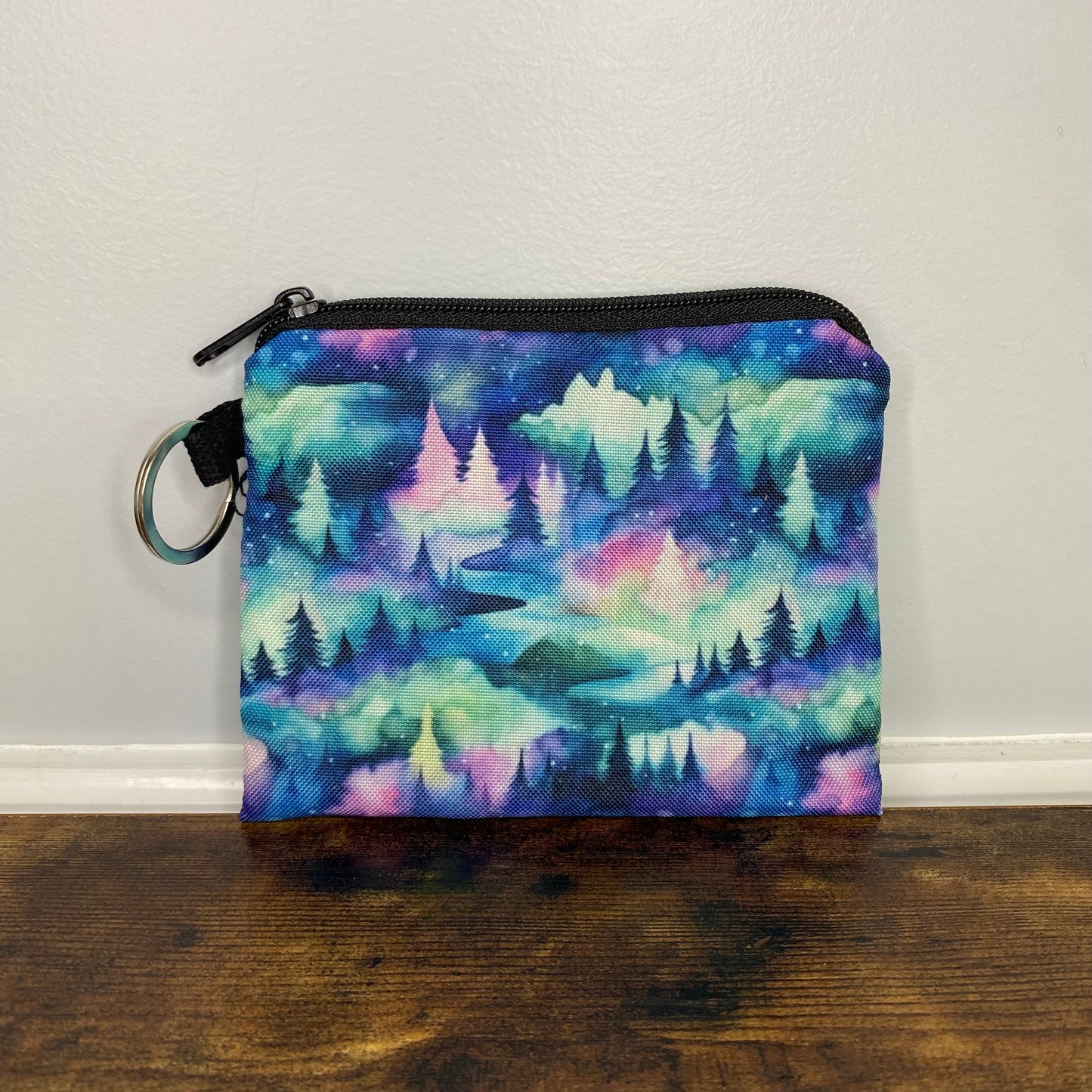 Mini Pouch - Mint Rainbow Trees