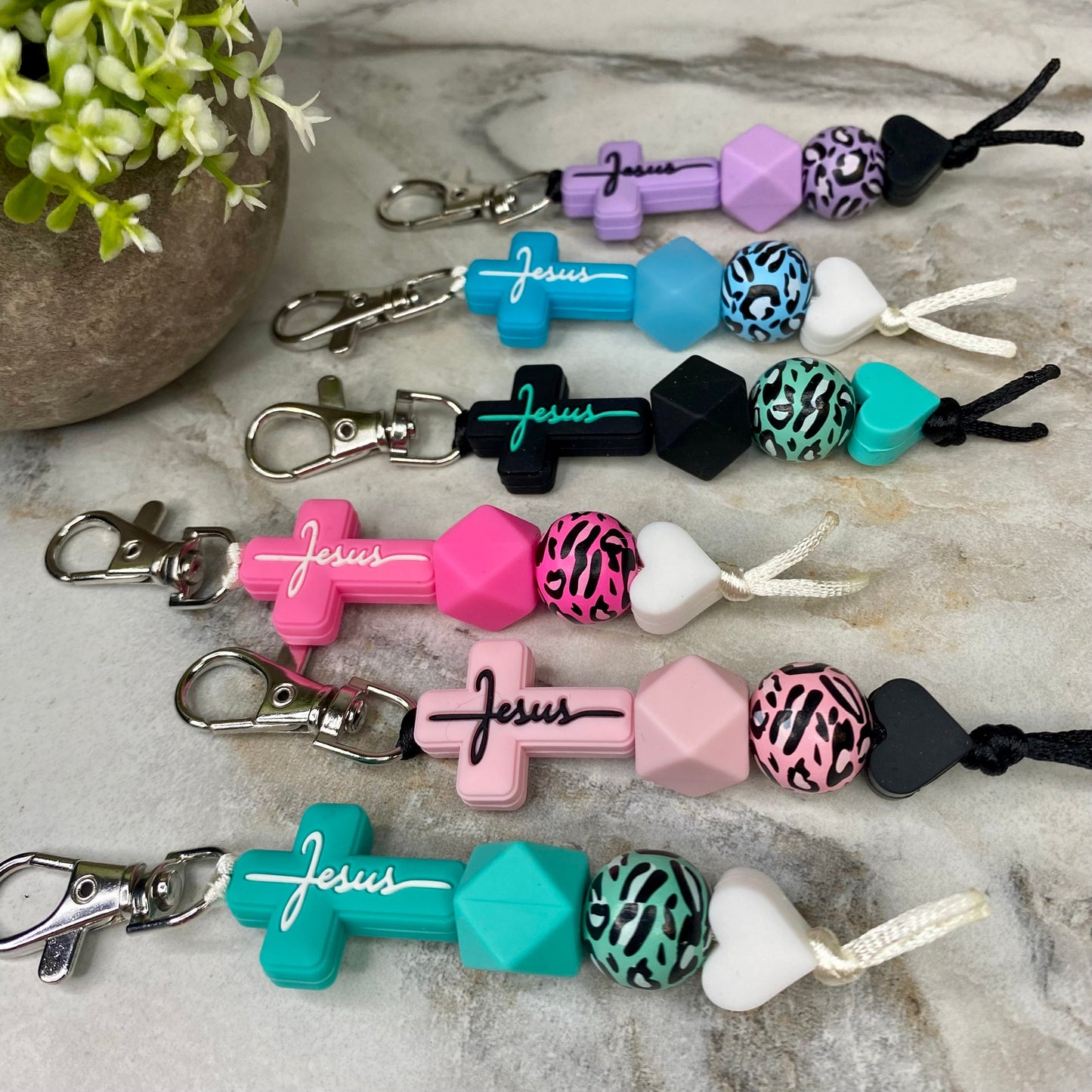 Keychain - Silicone Bead - Religious - Jesus