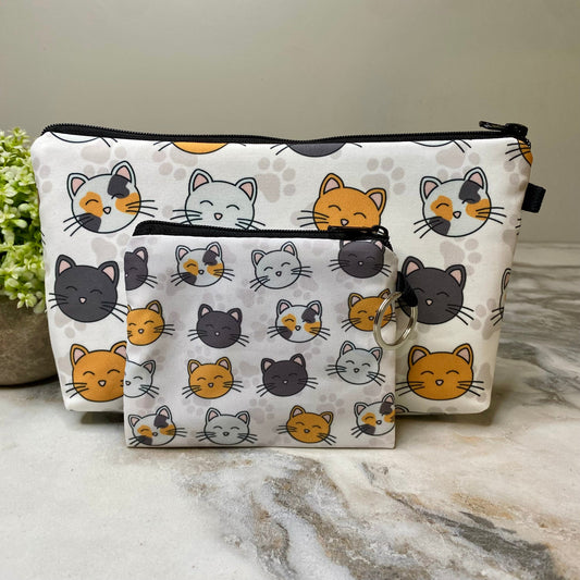 Pouch & Mini Pouch Bundled Set - Cat Paw on White